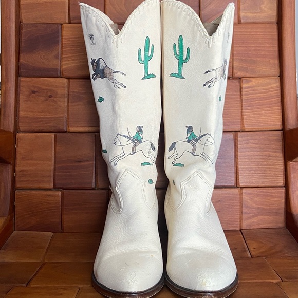 Zodiac Shoes - Zodiac Frontier Handmade Leather Vintage Western Cowgirl Boots Women's Size 8
